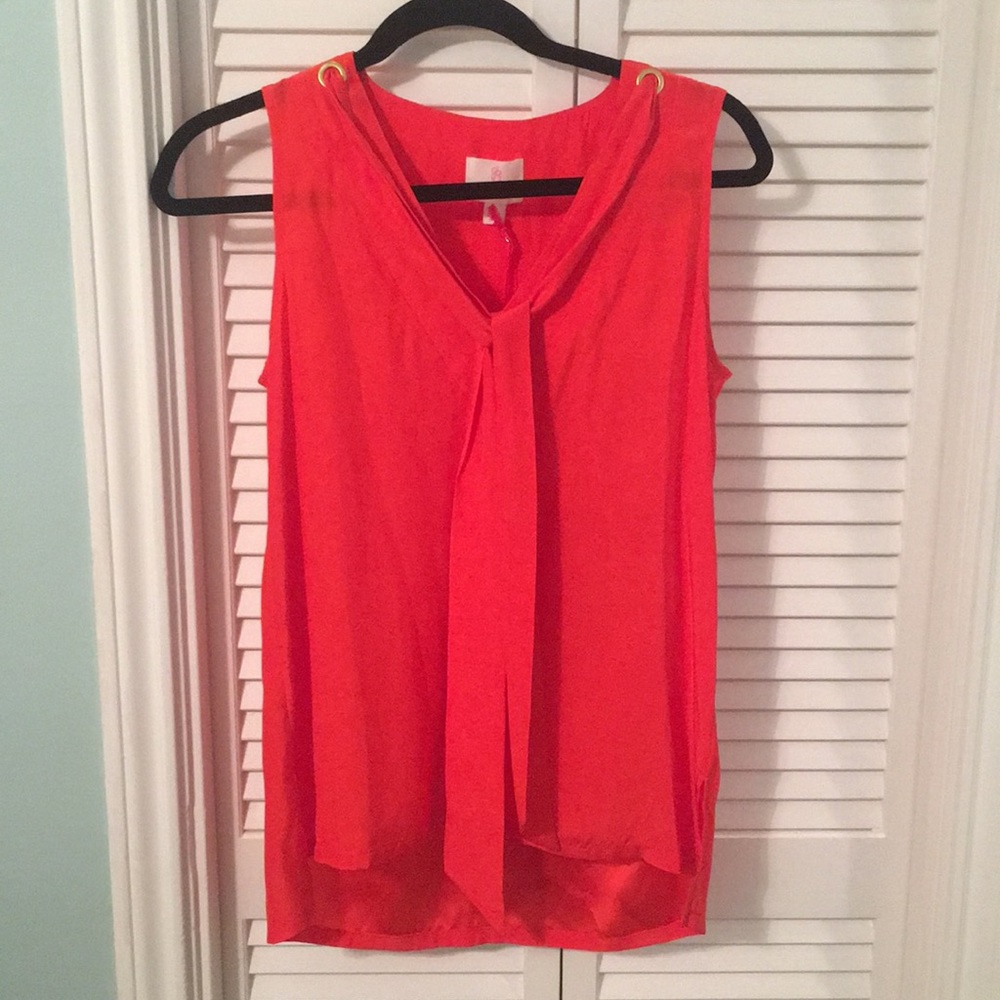 Julie Brown orange/coral silk blouse